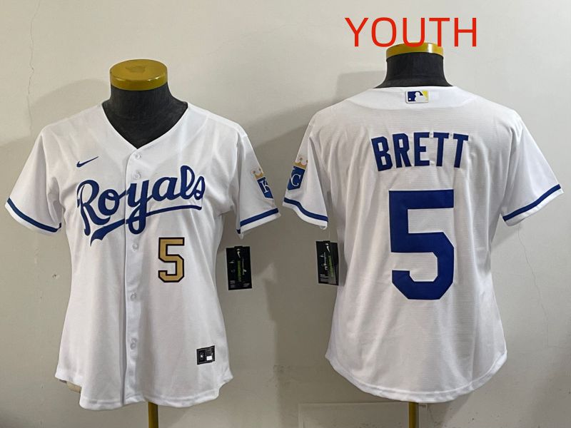 Youth Kansas City Royals #5 Brett White Game Nike MLB Jersey style 004->youth mlb jersey->Youth Jersey
